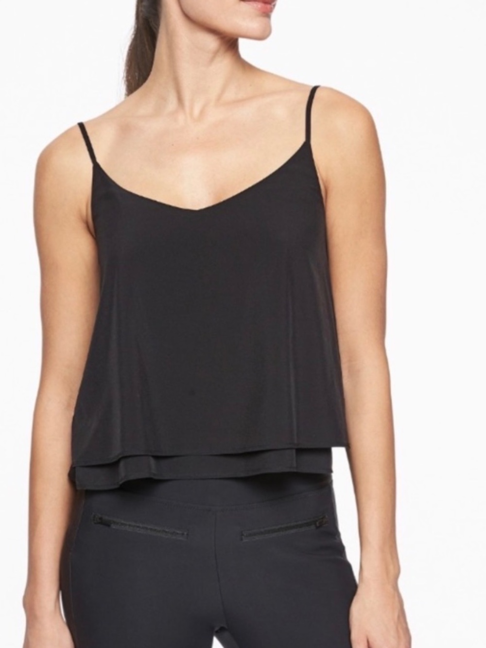 Athleta Black Perforated Cami Tank Top | XS | Athletic Workout Athleisure Sleeve